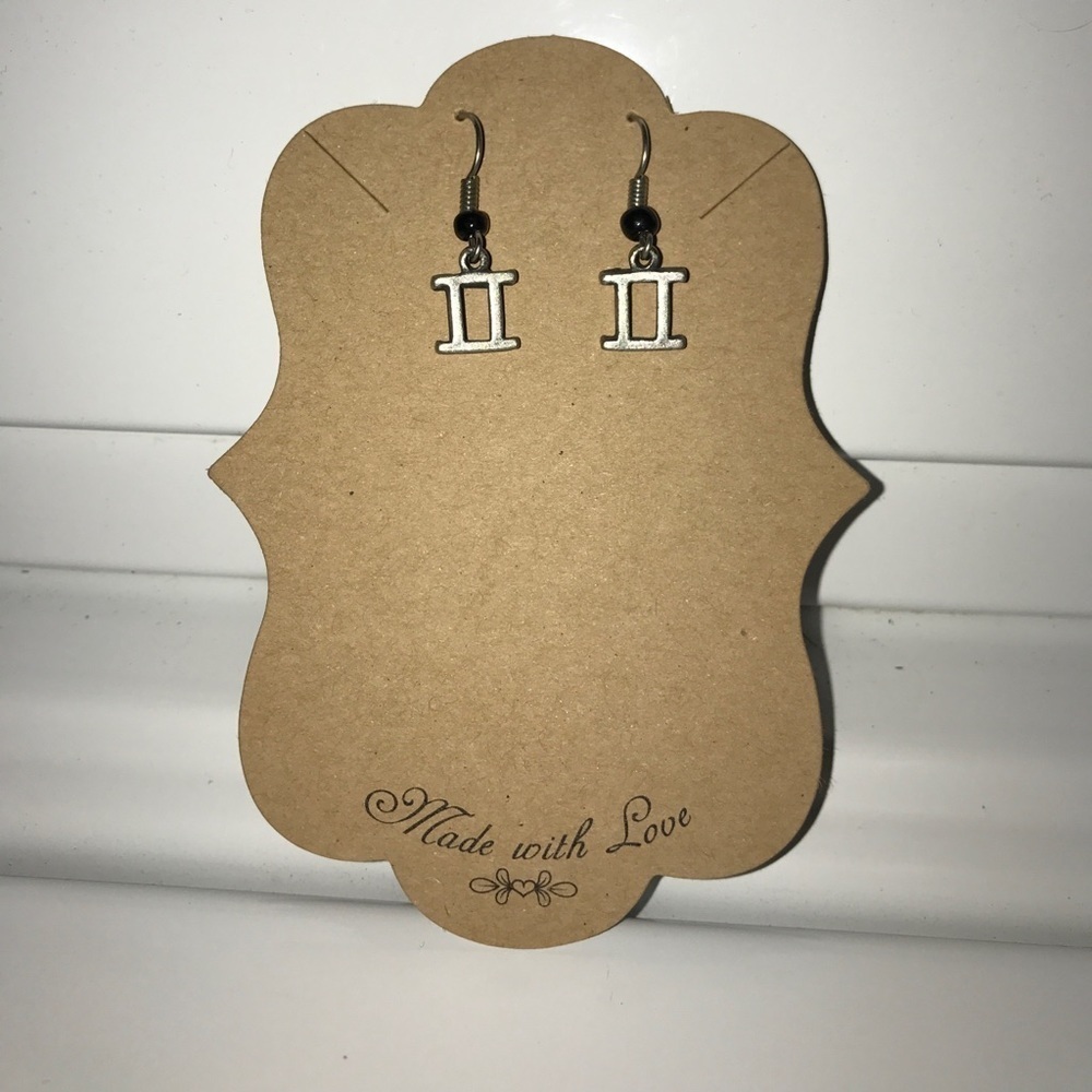 Bonjour Gemini Zodiac Silver Dangle Earrings NWT